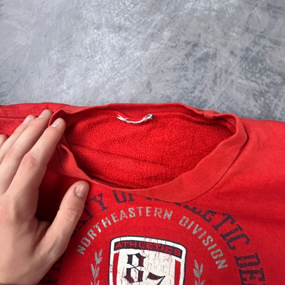Vintage Aeropostale Red Collegiate Crewneck Sweatshirt Boxy Distressed 90s Y2K - Picture 6 of 9